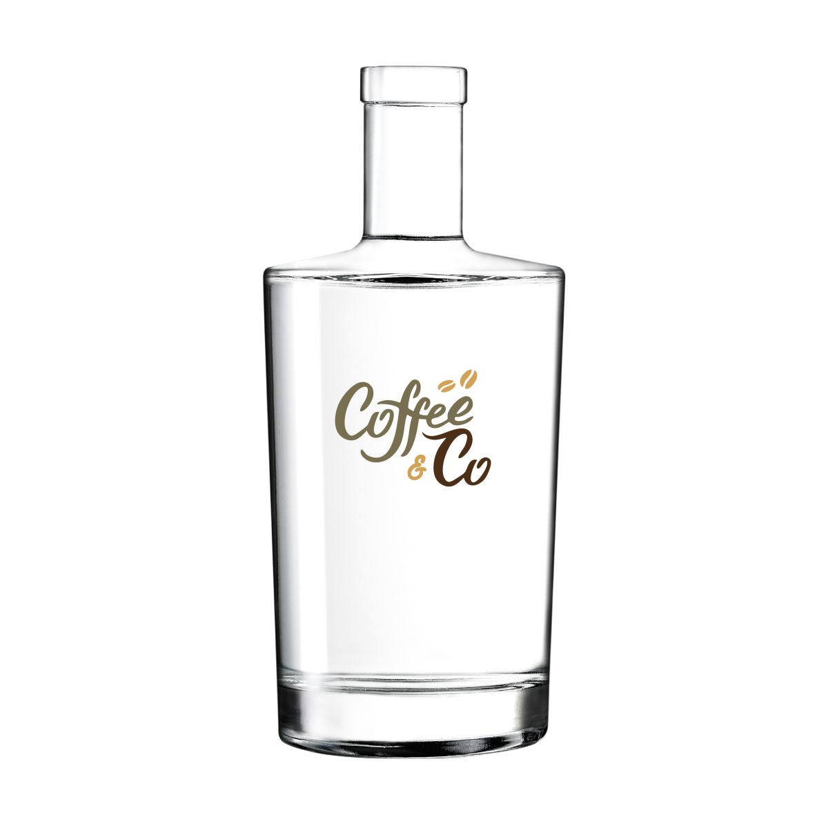 Flasche Neos 0,7 l mit mehrfarbigem CoffeeCo-Logo auf der Vorderseite.