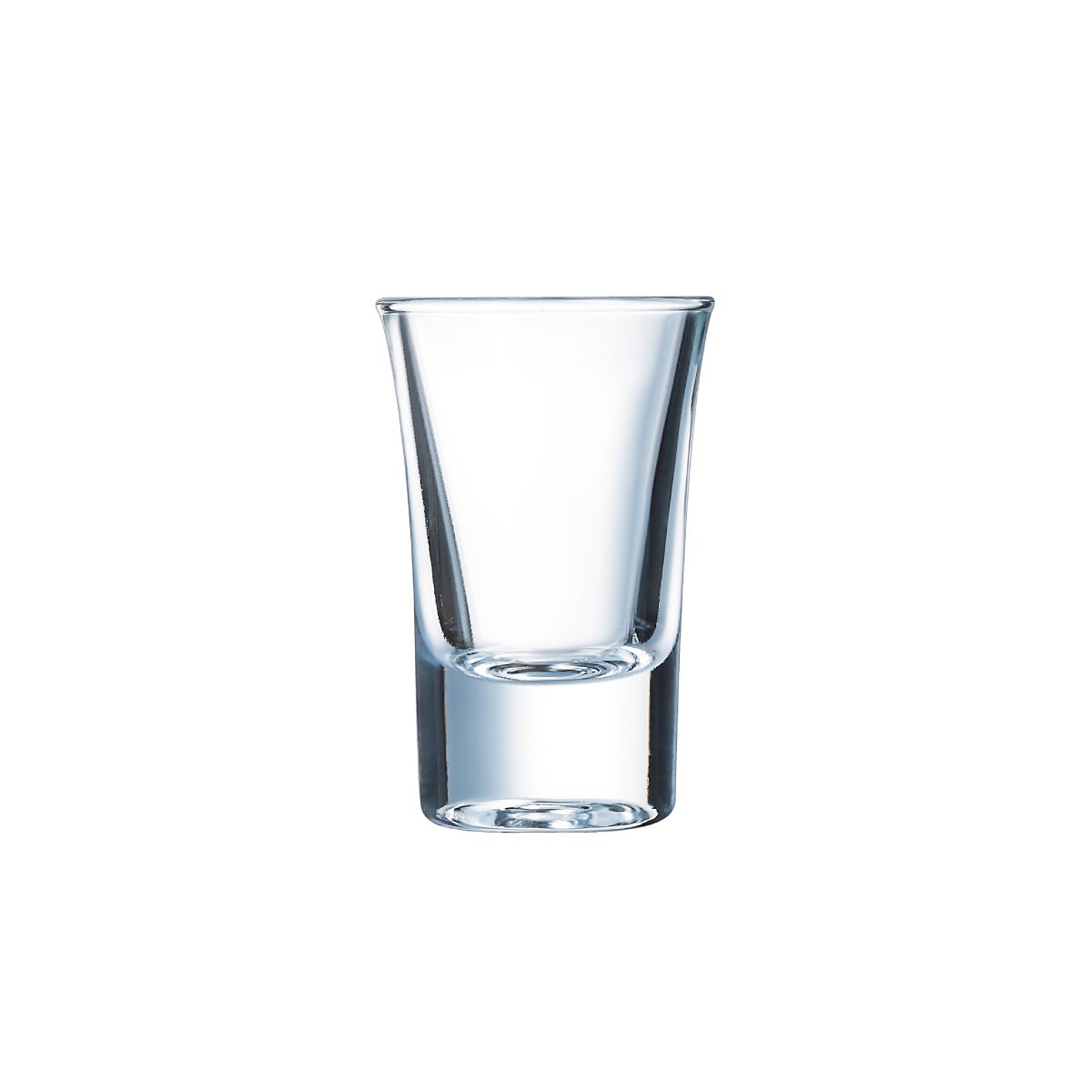 Vorderansicht des HotShot glass 3.4 cl. aus Klarglas mit gerader Form. Vorderansicht des HotShot glass 3.4 cl. aus Klarglas mit gerader Form.