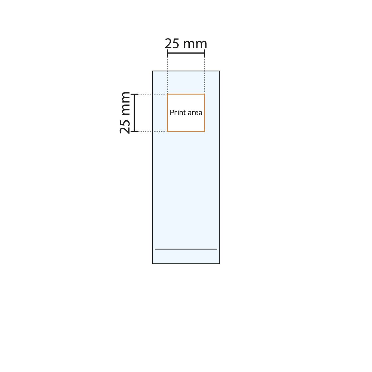 Die Druckfläche des Island Longdrinkglases 22 cl ist auf der Arbeitszeichnung schematisch dargestellt.