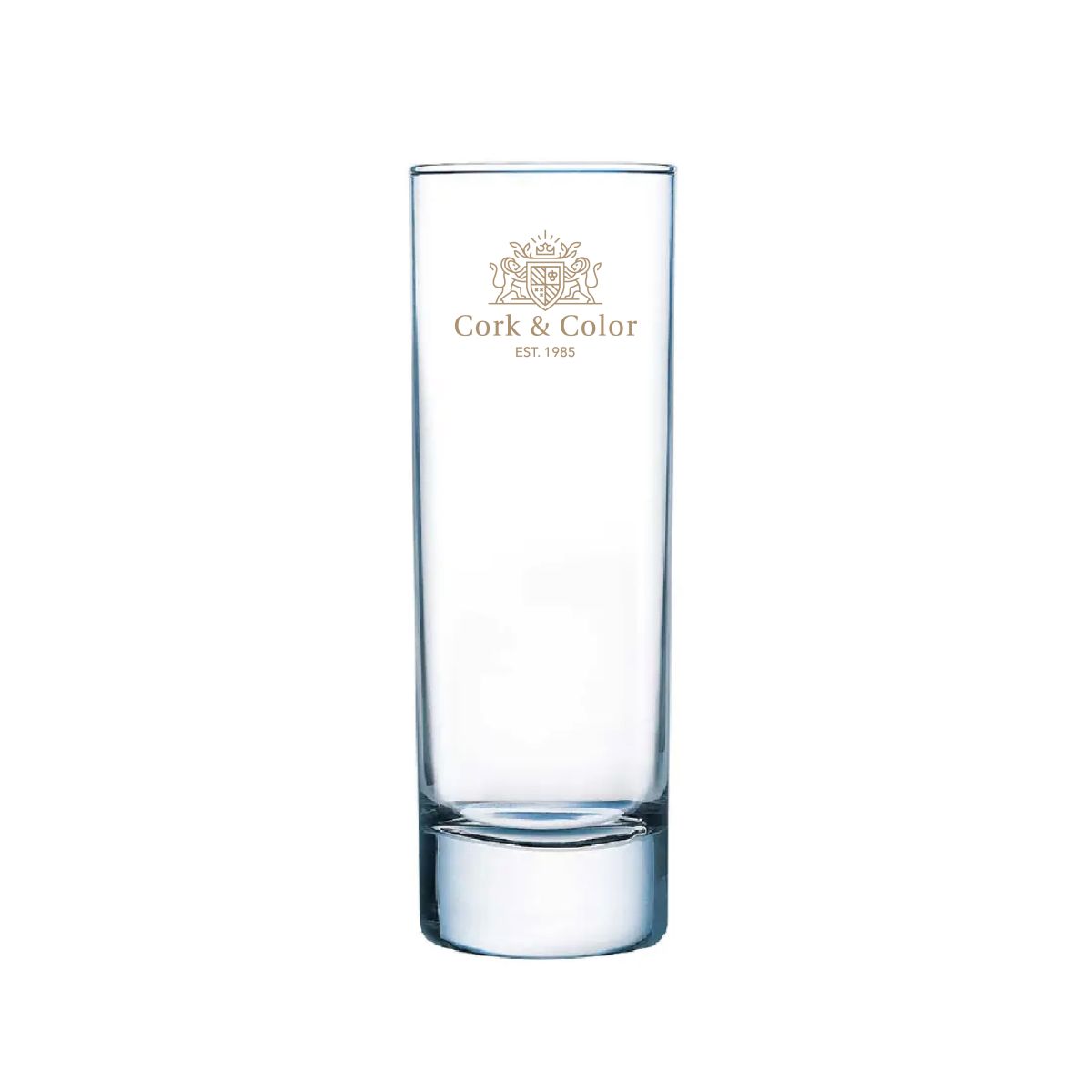 Islande Longdrink Glas 22 cl. mit CorkColor Logo in einer Farbe auf der Vorderseite.