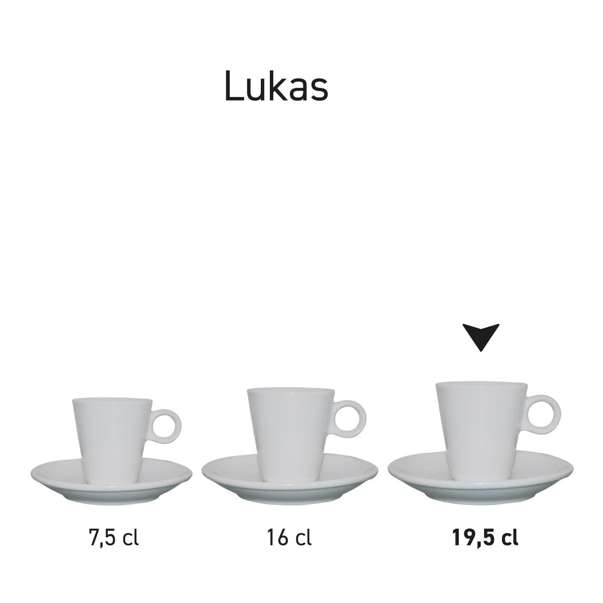 Serie von Lukas Cappuccino Sets in Serienform.