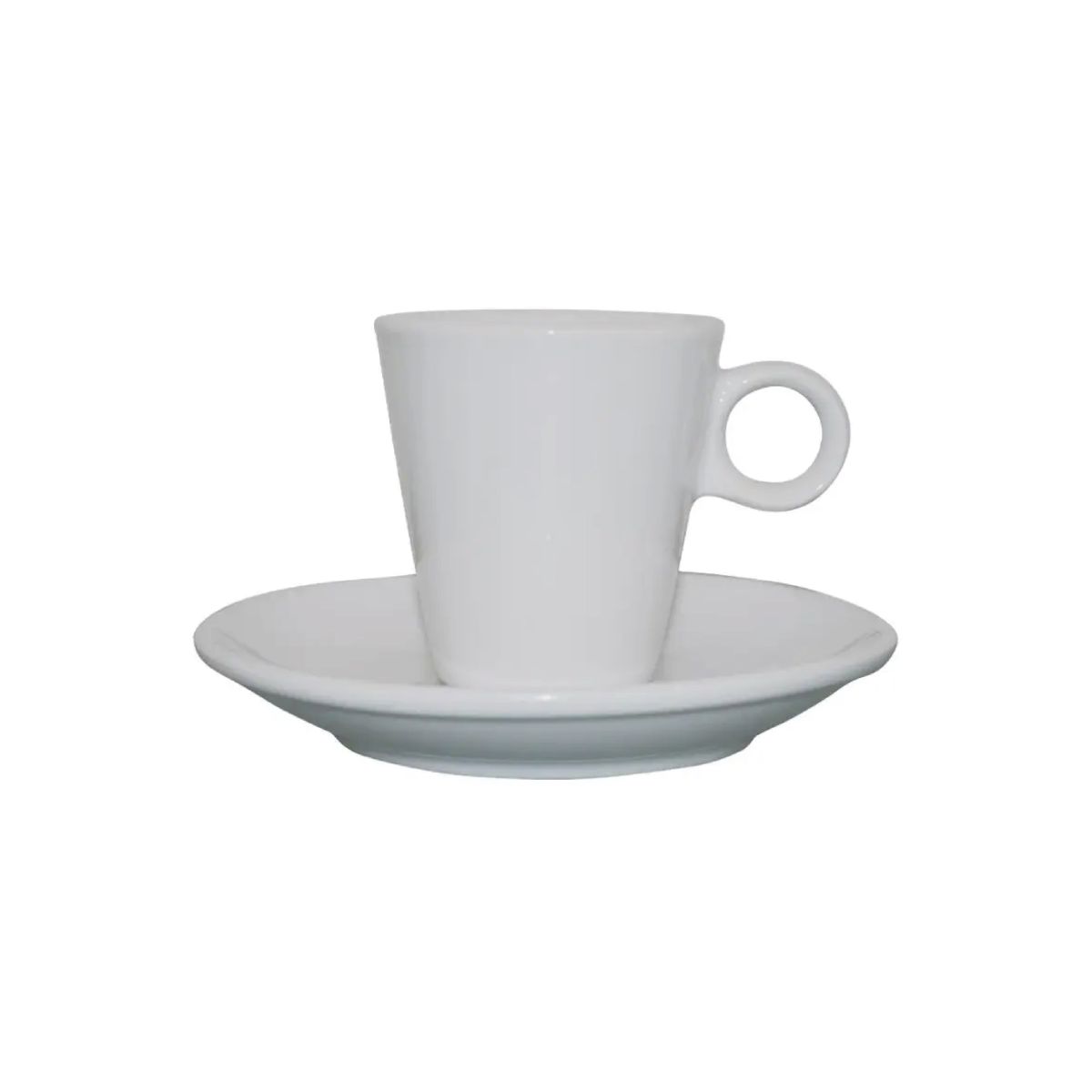 Vorderseite des Lukas Espresso weiß 7,5 cl von SET, aus glattem Porzellan.