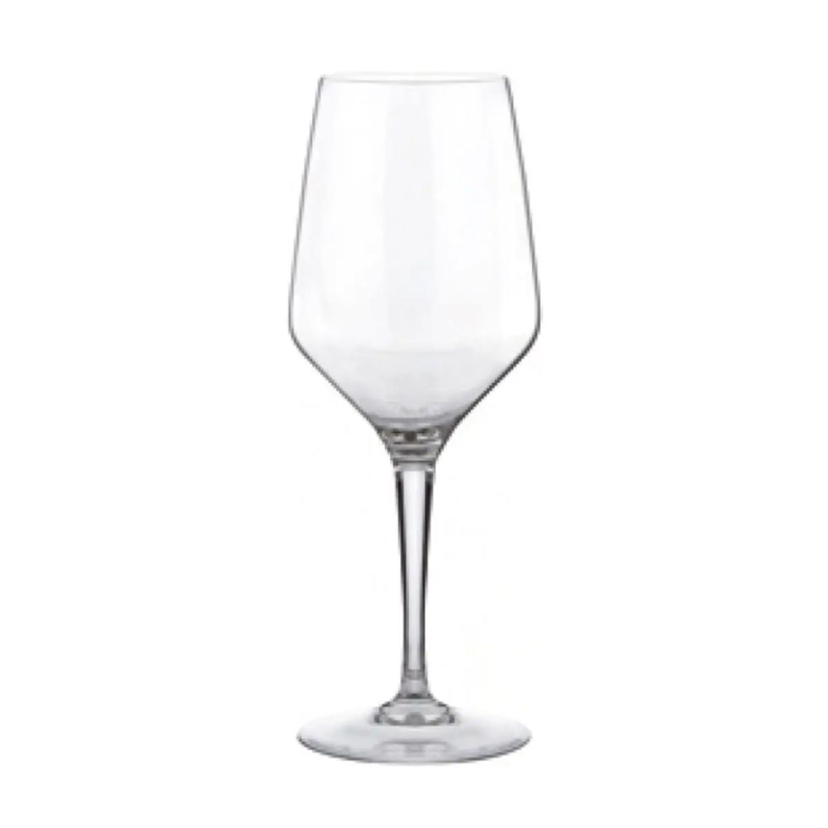 Vorderansicht eines transparenten Mencia Weinglases 44 cl. geeignet für Rotwein. Vorderansicht eines transparenten Mencia Weinglases 44 cl. geeignet für Rotwein.