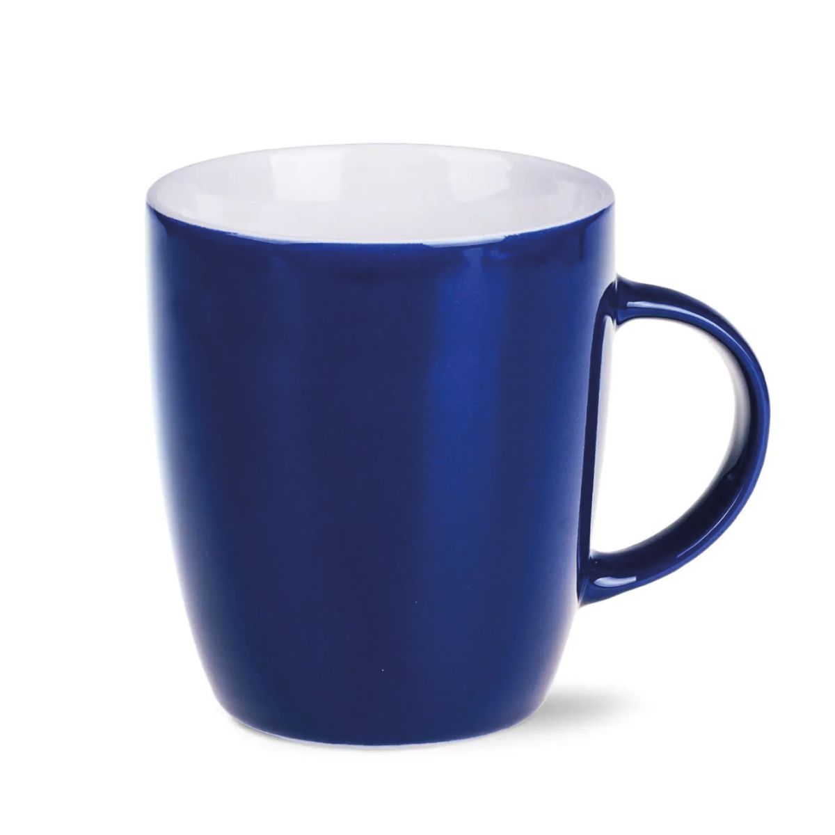 Vorderansicht des Mini Specta Tasse 28 cl. aus blauem Porzellan mit gerader Wand und Henkel.