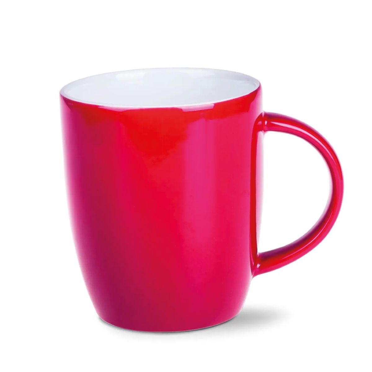 Vorderansicht des Mini Specta Tasse 28 cl. aus rotem Porzellan mit gerader Wand und Henkel.