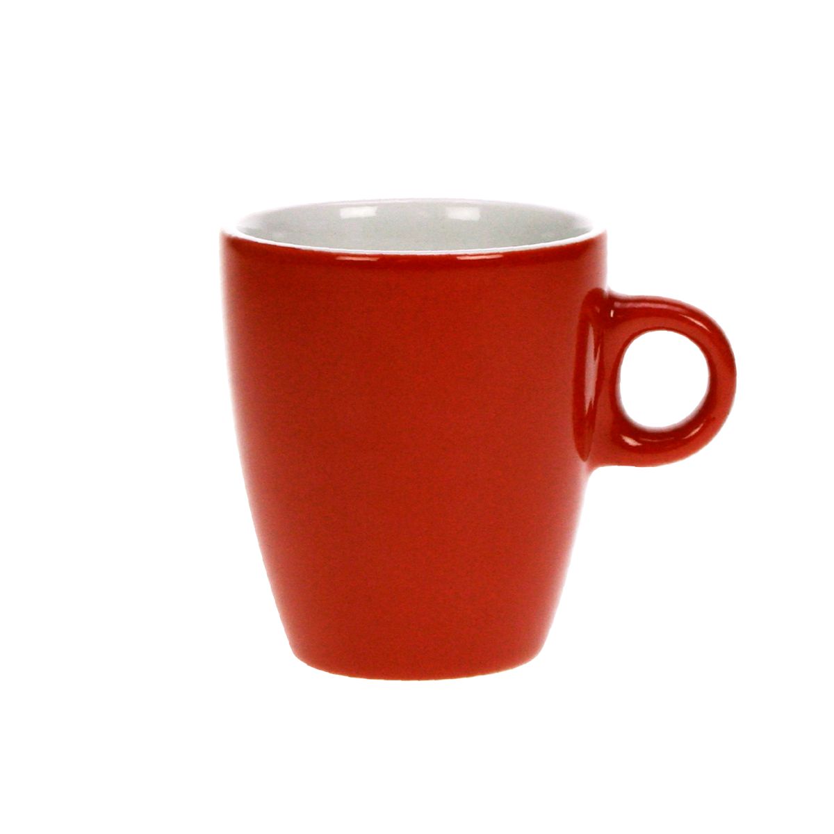 Rot-weißer Becher Sonja (18 cl) aus Porzellan, mit auffälliger Farbe und haltbarer Oberfläche.