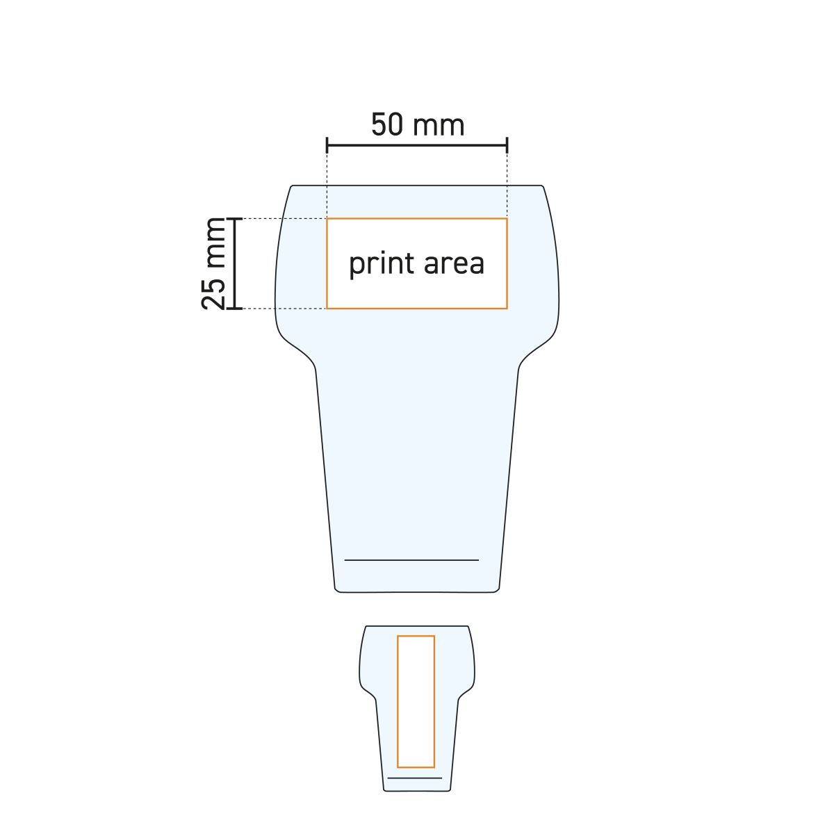 Technische Infografik des Stapelglas Groß 28 cl. mit Angabe von Höhe und Durchmesser.