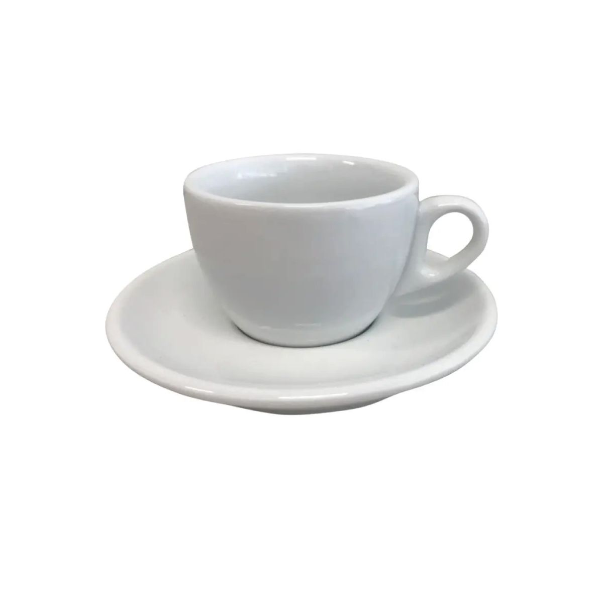 Vorderansicht von Style Kaffee 15 cl. SET aus weißem Porzellan mit einfacher Tasse und Untertasse. Vorderansicht von Style Kaffee 15 cl. SET aus weißem Porzellan mit einfacher Tasse und Untertasse.