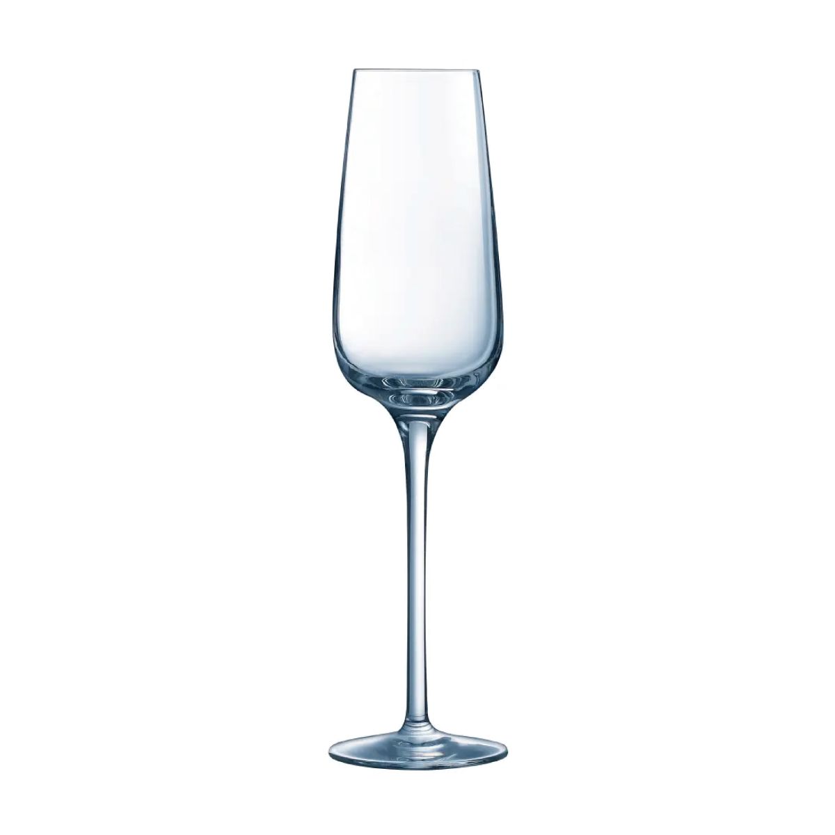 Vorderansicht des schlanken Sublym Sektglases 21 cl aus klarem, transparentem Glas.