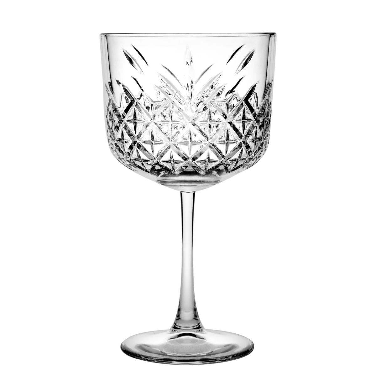 Transparentes Timeless Gin-Tonic-Glas 55 cl. aus der Timeless-Serie, klassisches Design in der Vorderansicht. Transparentes Timeless Gin-Tonic-Glas 55 cl. aus der Timeless-Serie, klassisches Design in der Vorderansicht.