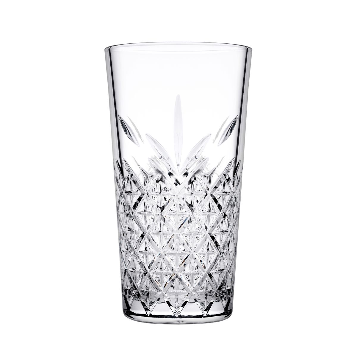 Stapelbares Timeless Longdrinkglas 34,5 cl. aufrecht in der Vorderansicht. Stapelbares Timeless Longdrinkglas 34,5 cl. aufrecht in der Vorderansicht.