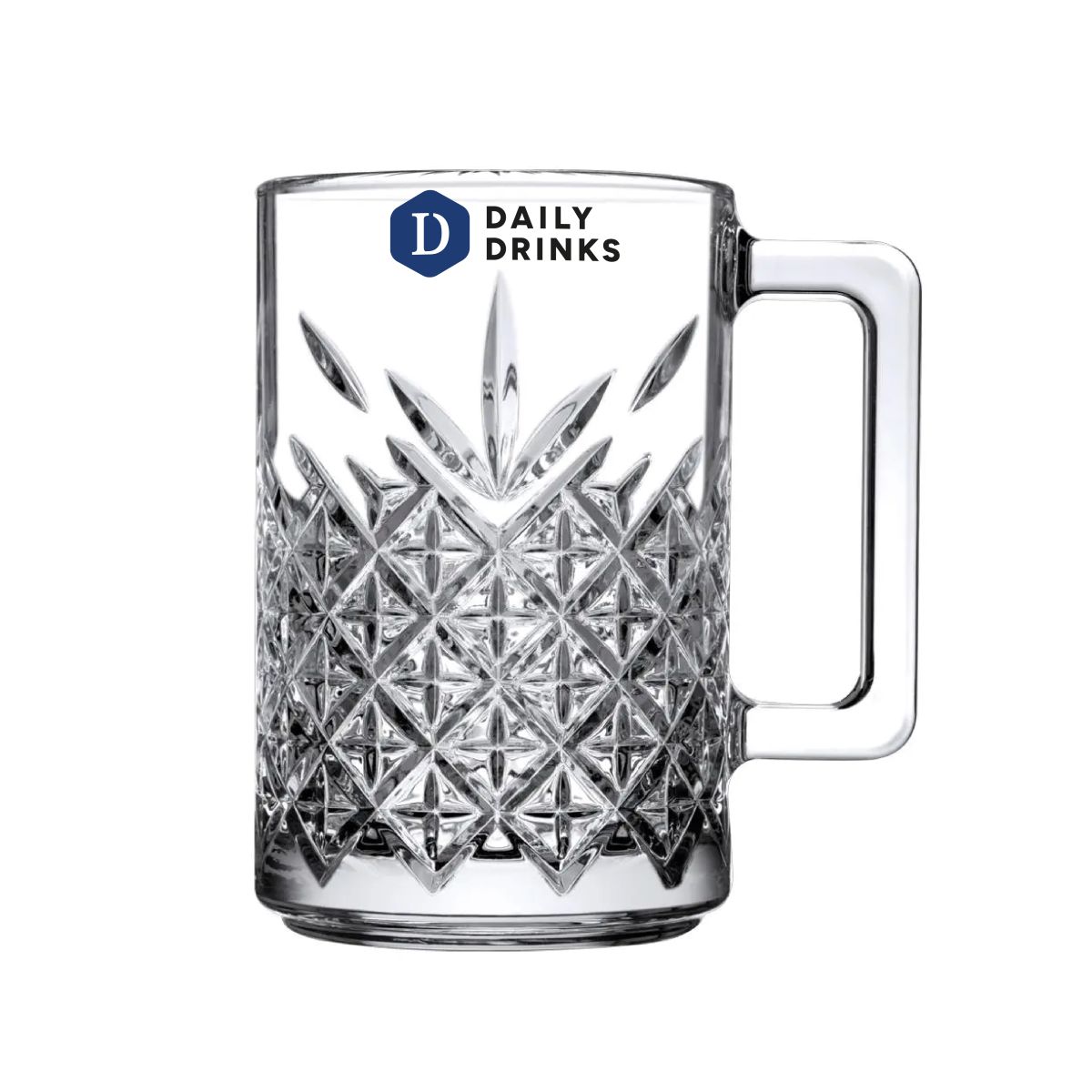 Timeless Tee Glas 31 cl. mit mehrfarbigem DailyDrinks-Logo auf der Vorderseite.