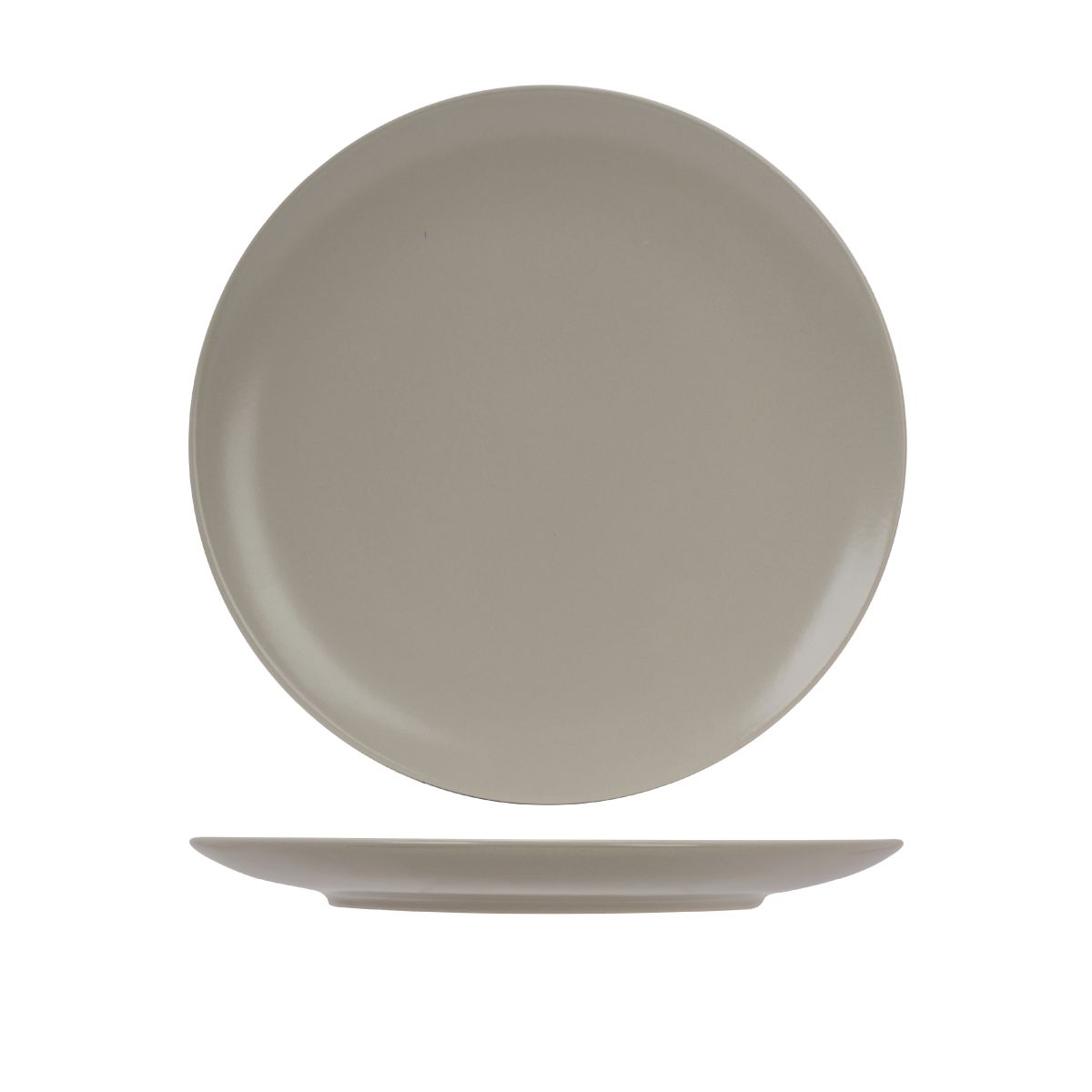 Elfenbeinfarbener Porzellanteller Venus 26 cm mit runder Form, in der Vorderansicht gezeigt.