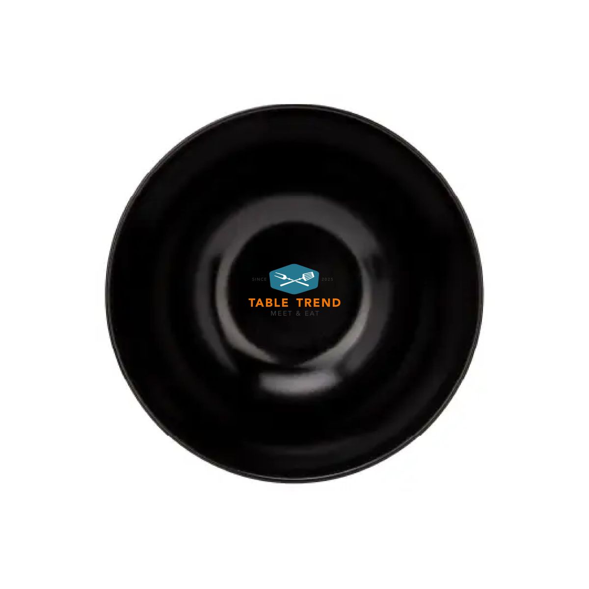 Vorderseite der Venus Schüssel 16 cm mit mehrfarbigem TableTrend-Logo, das auf die Keramik gedruckt ist.
