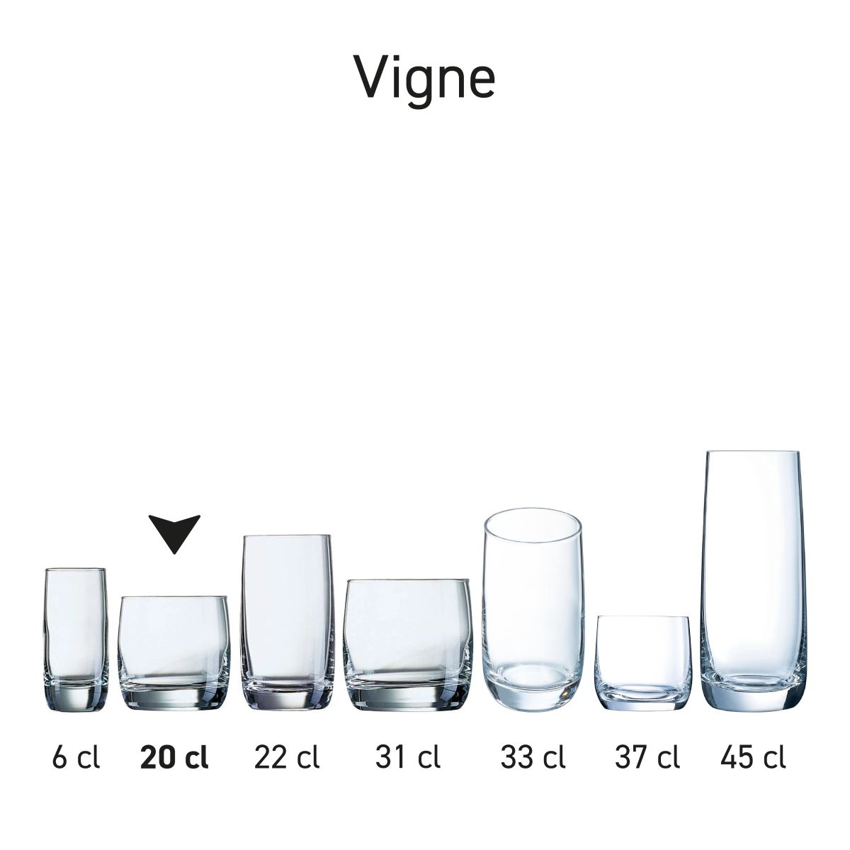 Vigne Tumbler 20 cl in Serie, mehrere Exemplare nebeneinander abgebildet