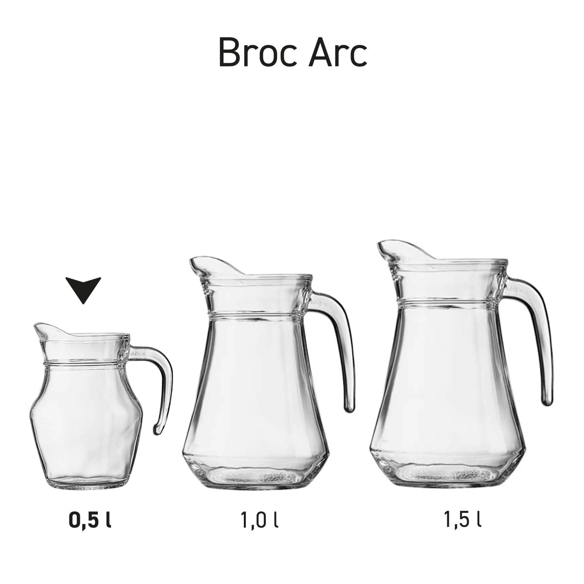 Die Wasserkanne Broc Arc  0,5 Liter präsentieren sich als eine Produktserie mit einheitlichem Stil.