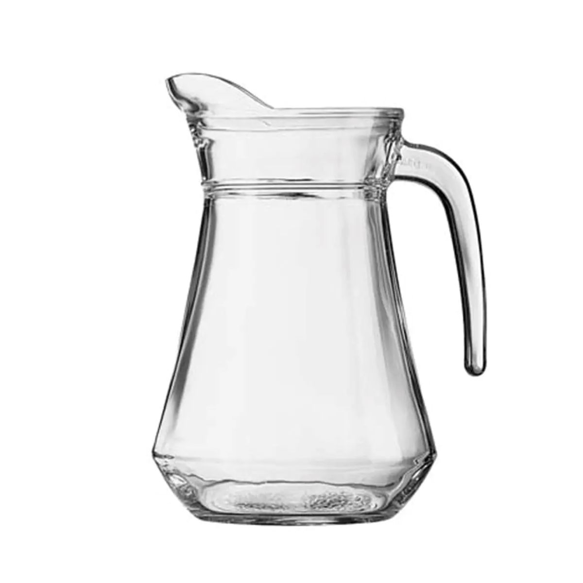 Vorderansicht des Wasserkrug Broc Arc 1,0- Liter mit gerader Form und breitem Ausguss. Vorderansicht des Wasserkrug Broc Arc 1,0- Liter mit gerader Form und breitem Ausguss.